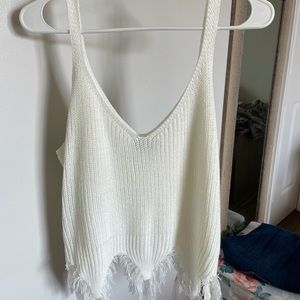 White knit crop top